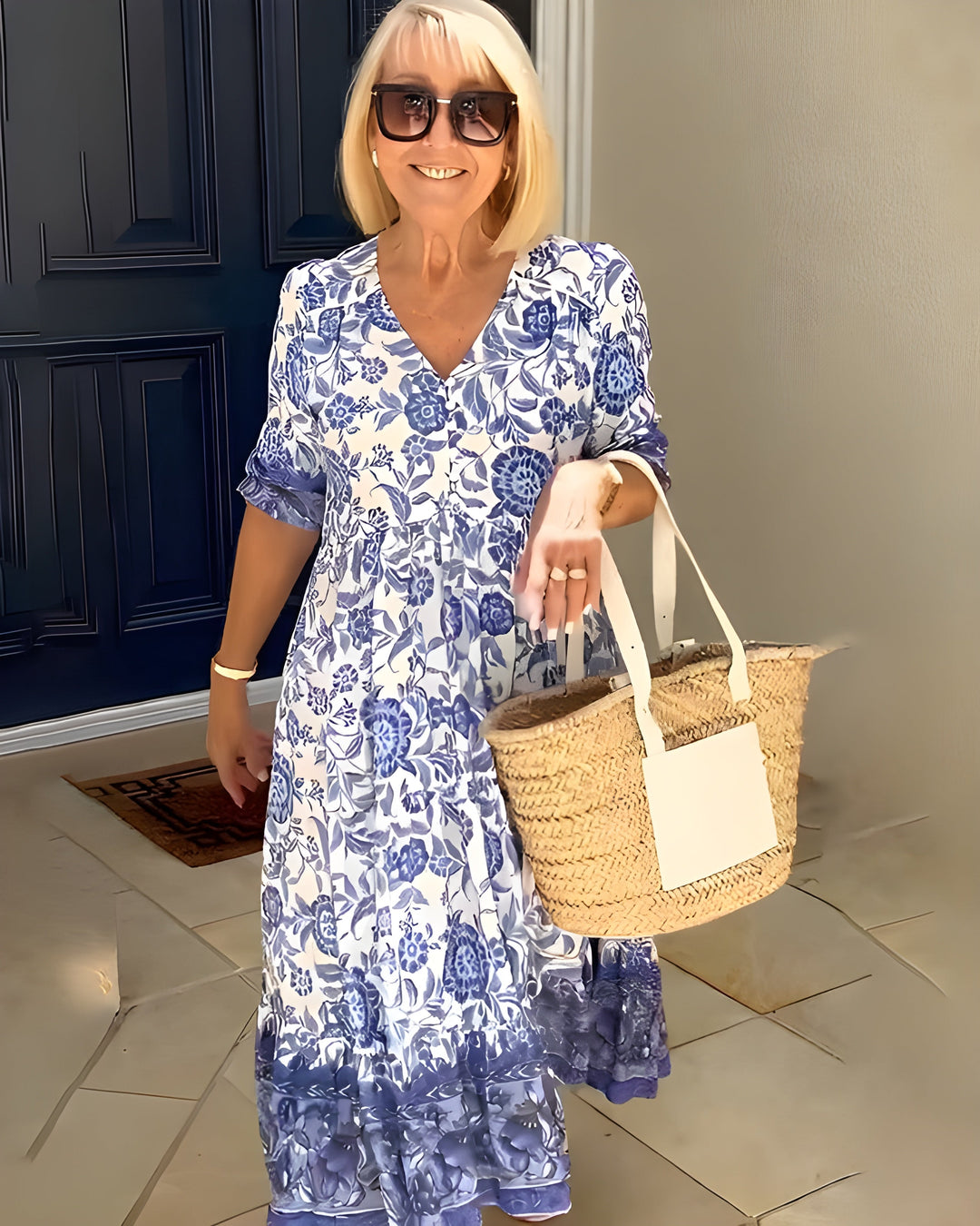 Remington | Graceful Floral V-Neck Dress