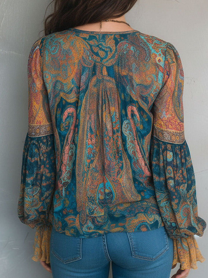 Selah™ Boho Paisley Chiffon Blouse