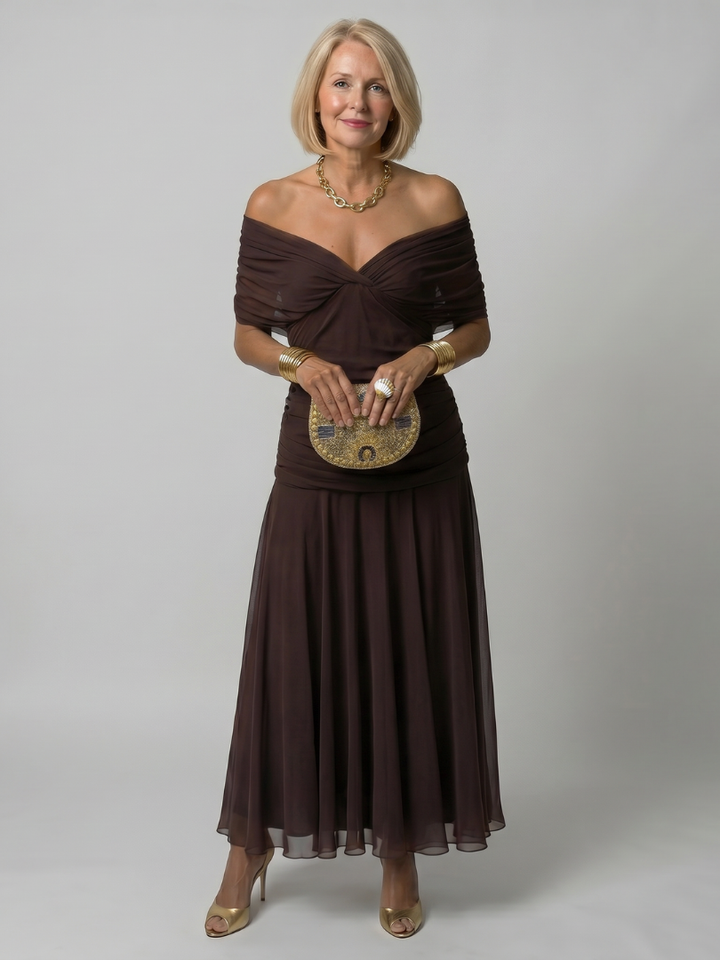 Faye | Off-Shoulder Flow Midi Dress