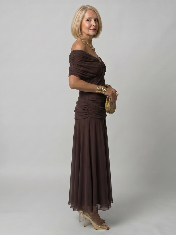 Faye | Off-Shoulder Flow Midi Dress