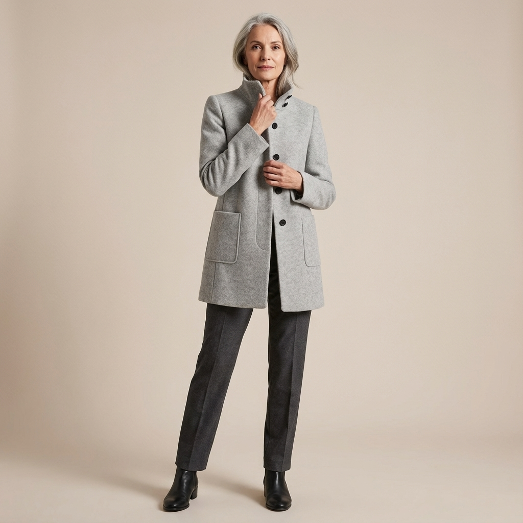 Adele™ High Collar Wool Blend Jacket