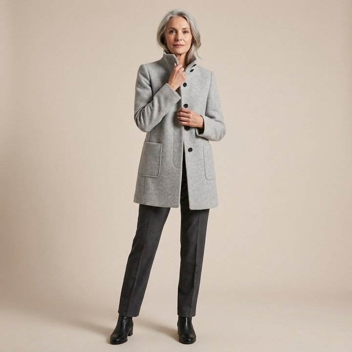 Adele™ High Collar Wool Blend Jacket