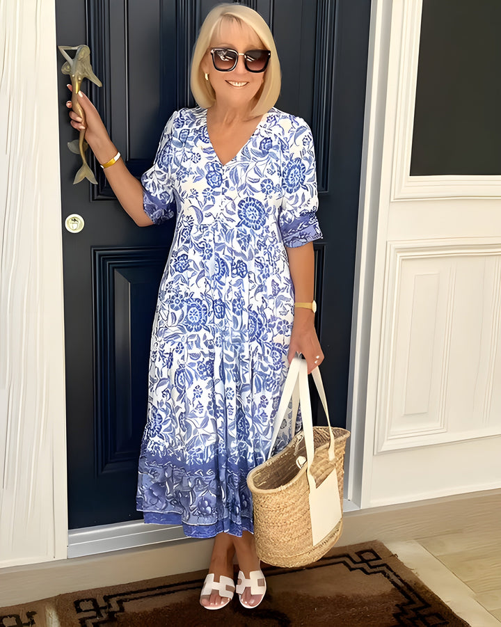 Remington | Graceful Floral V-Neck Dress