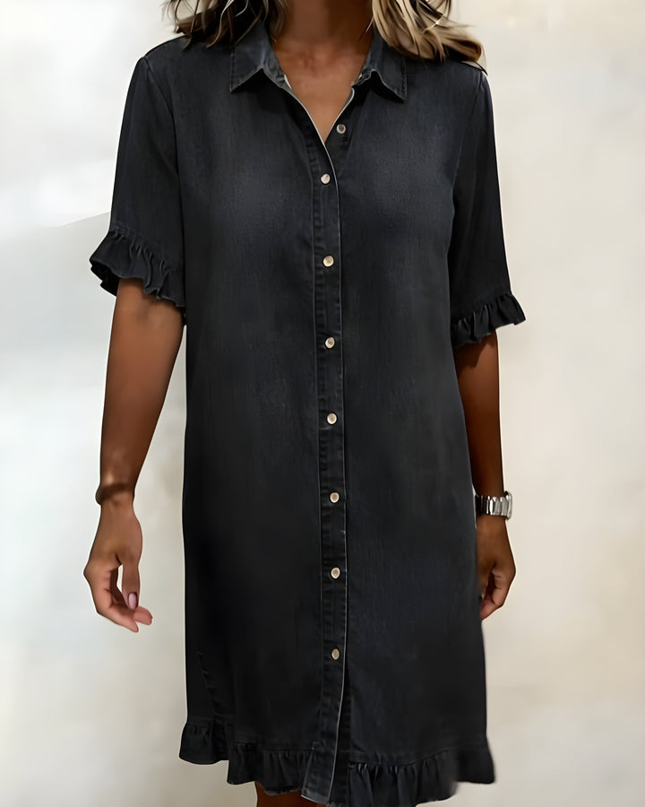 Katie | Effortlessly Flattering Ruched Denim Dress