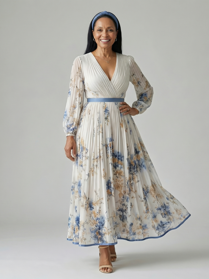 Beatrice | Pleated Wrap Midi Dress