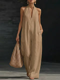 Olivia | Minimalist Linen Wide-Leg Jumpsuit