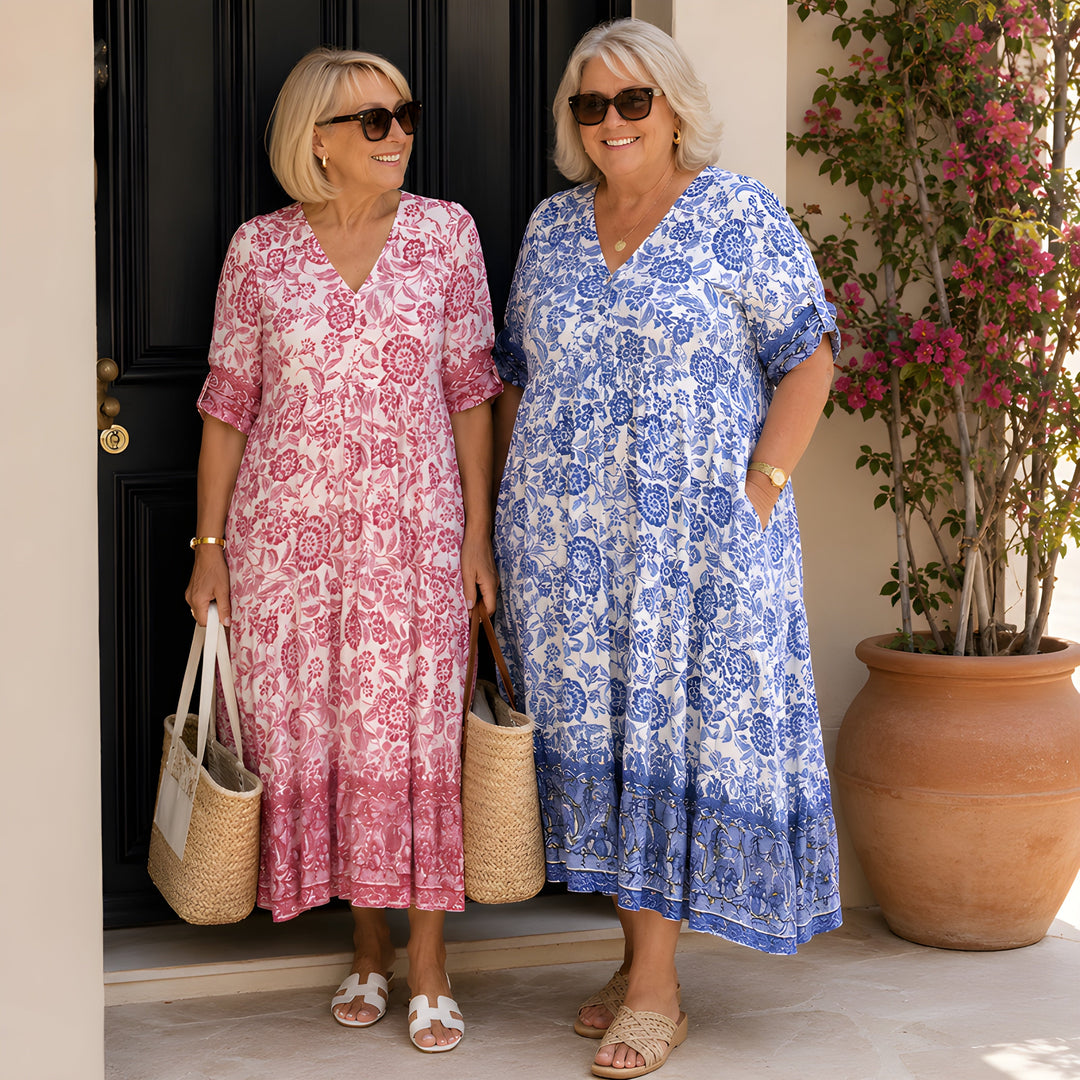 Remington | Graceful Floral V-Neck Dress