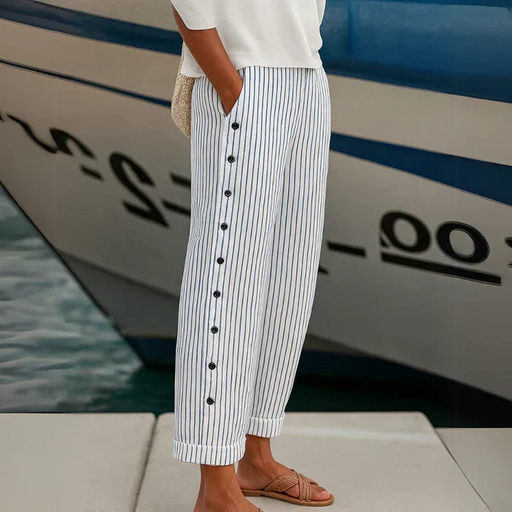Megan™ Seabreeze Stripe Button Pants