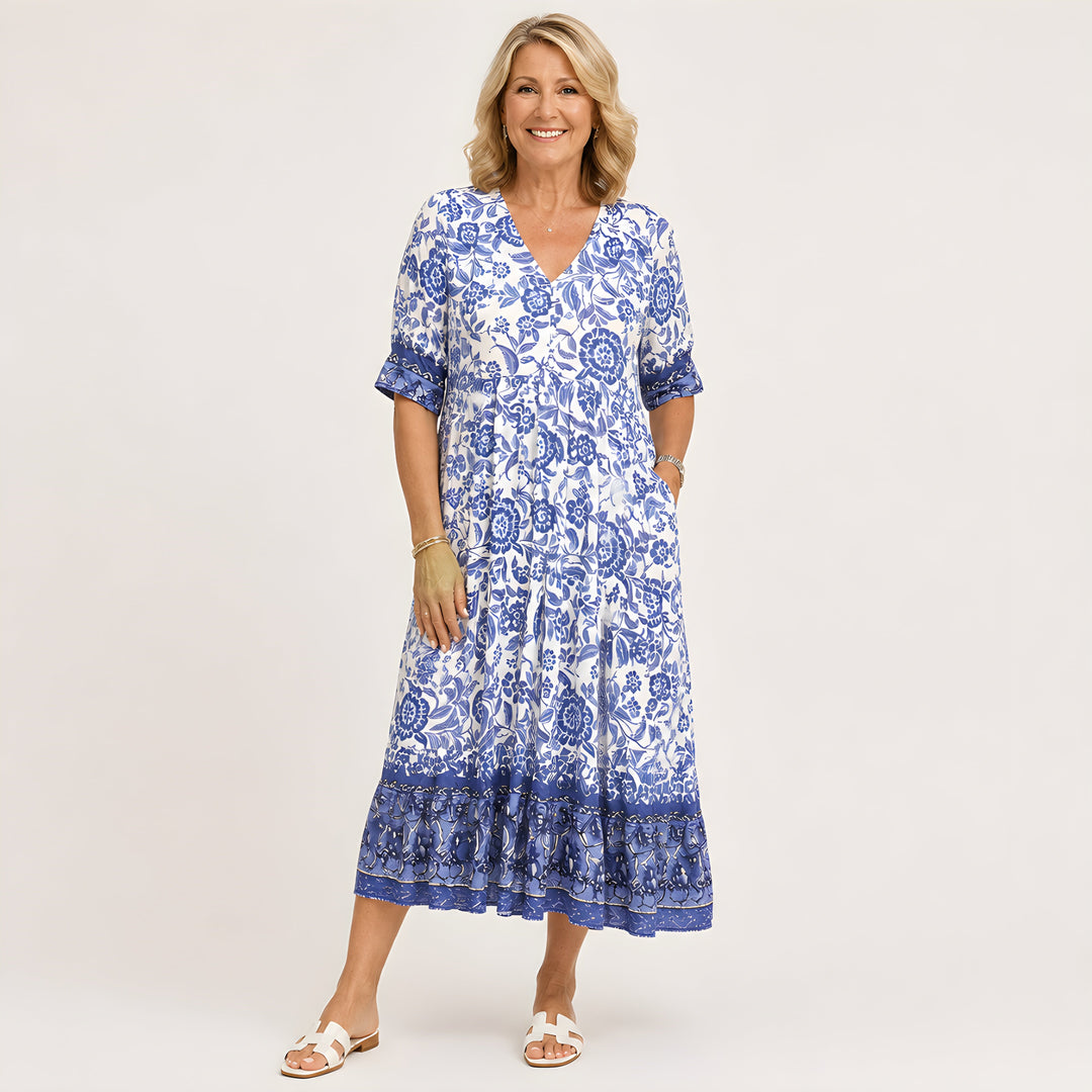 Remington | Graceful Floral V-Neck Dress