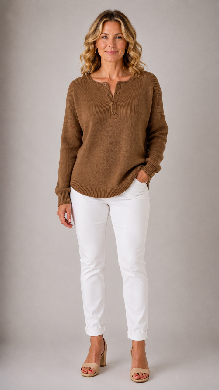 Monica Classic Button Knit Sweater