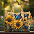 Craft Tote Bag - Sunflowers and Blue Butterflies