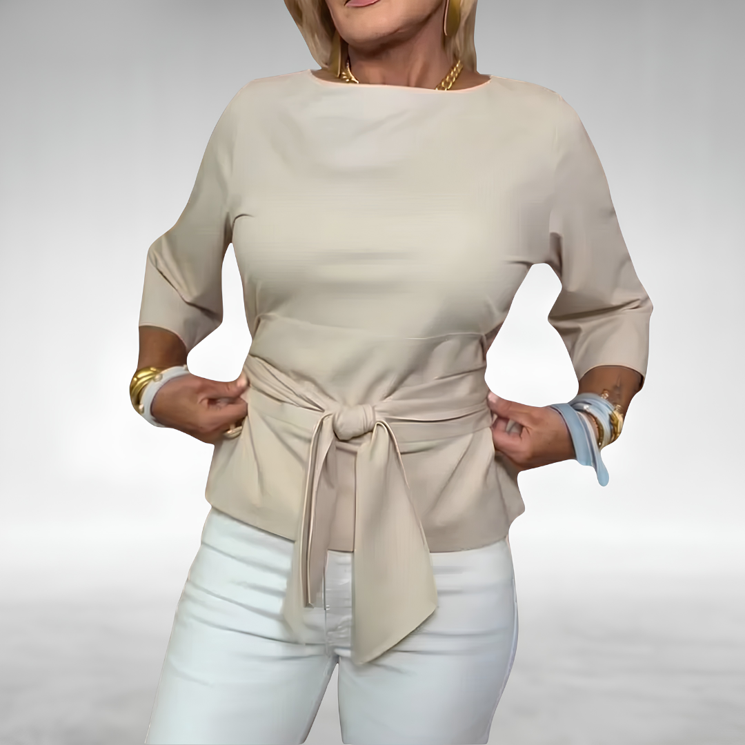 Avril™ Elegant Tie-Waist Blouse