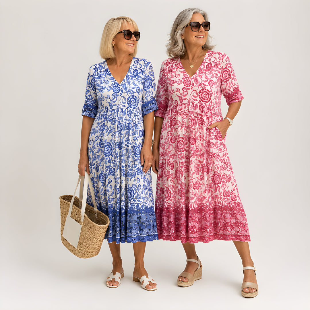 Remington | Graceful Floral V-Neck Dress