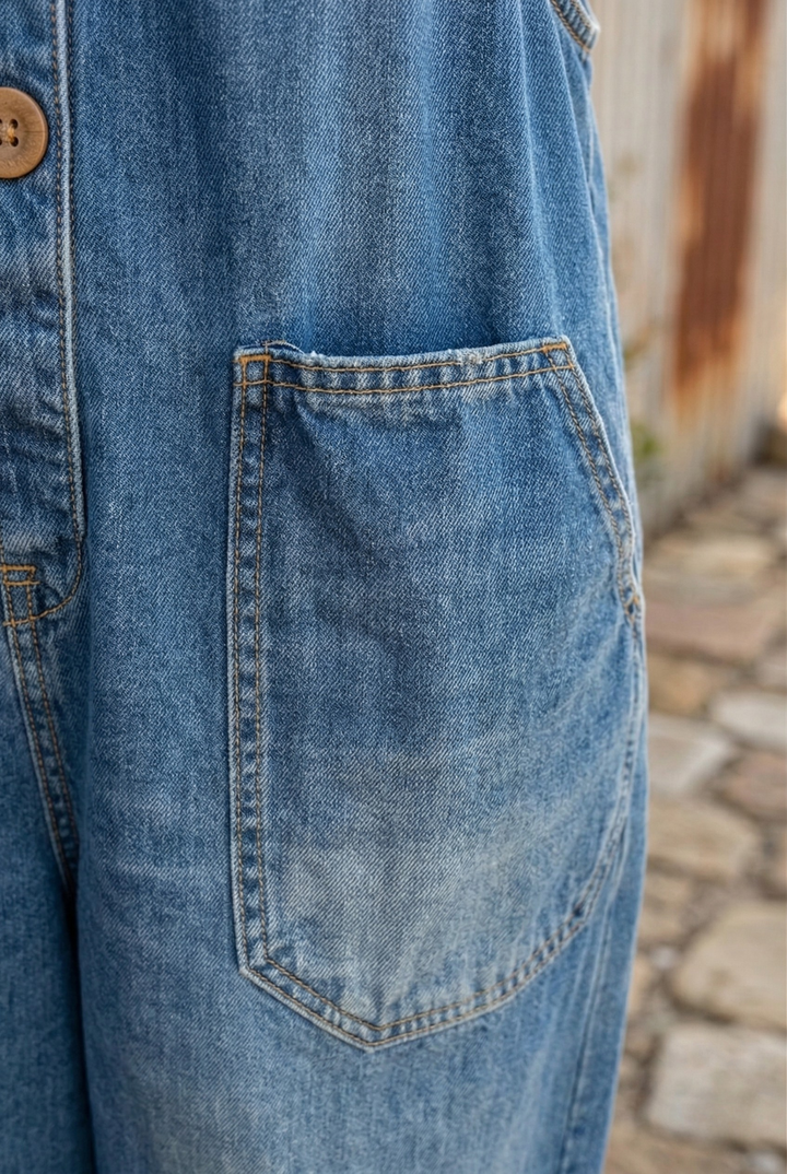 Lettie™ Vintage Washed Denim Dungaree