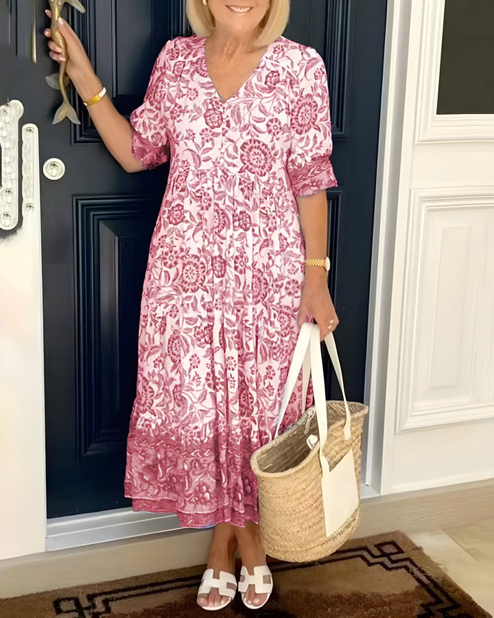 Remington | Graceful Floral V-Neck Dress