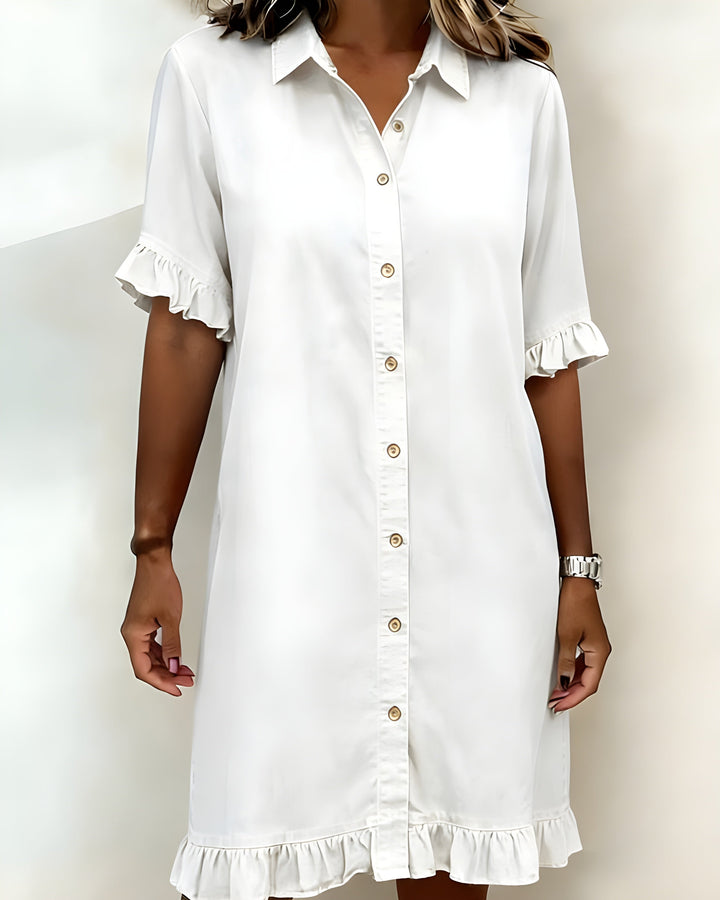 Katie | Effortlessly Flattering Ruched Denim Dress