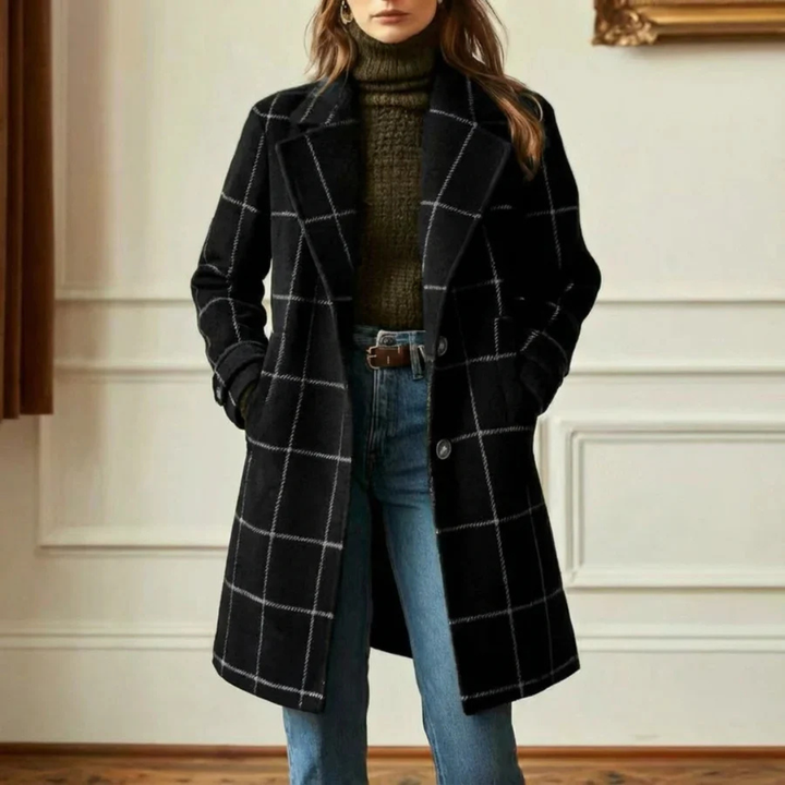 Kora™ Long Tweed Plaid Coat