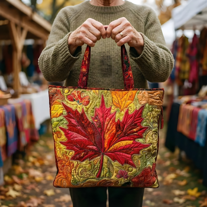 Autumn Maple Radiance | Handmade Quilted Tote