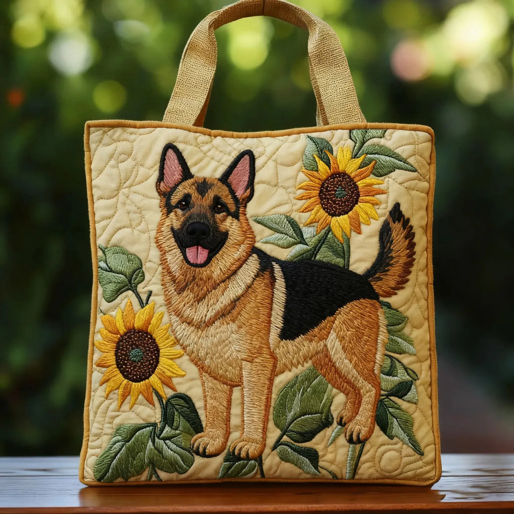 Handcrafted Tote Bag - Floral German Shepherd