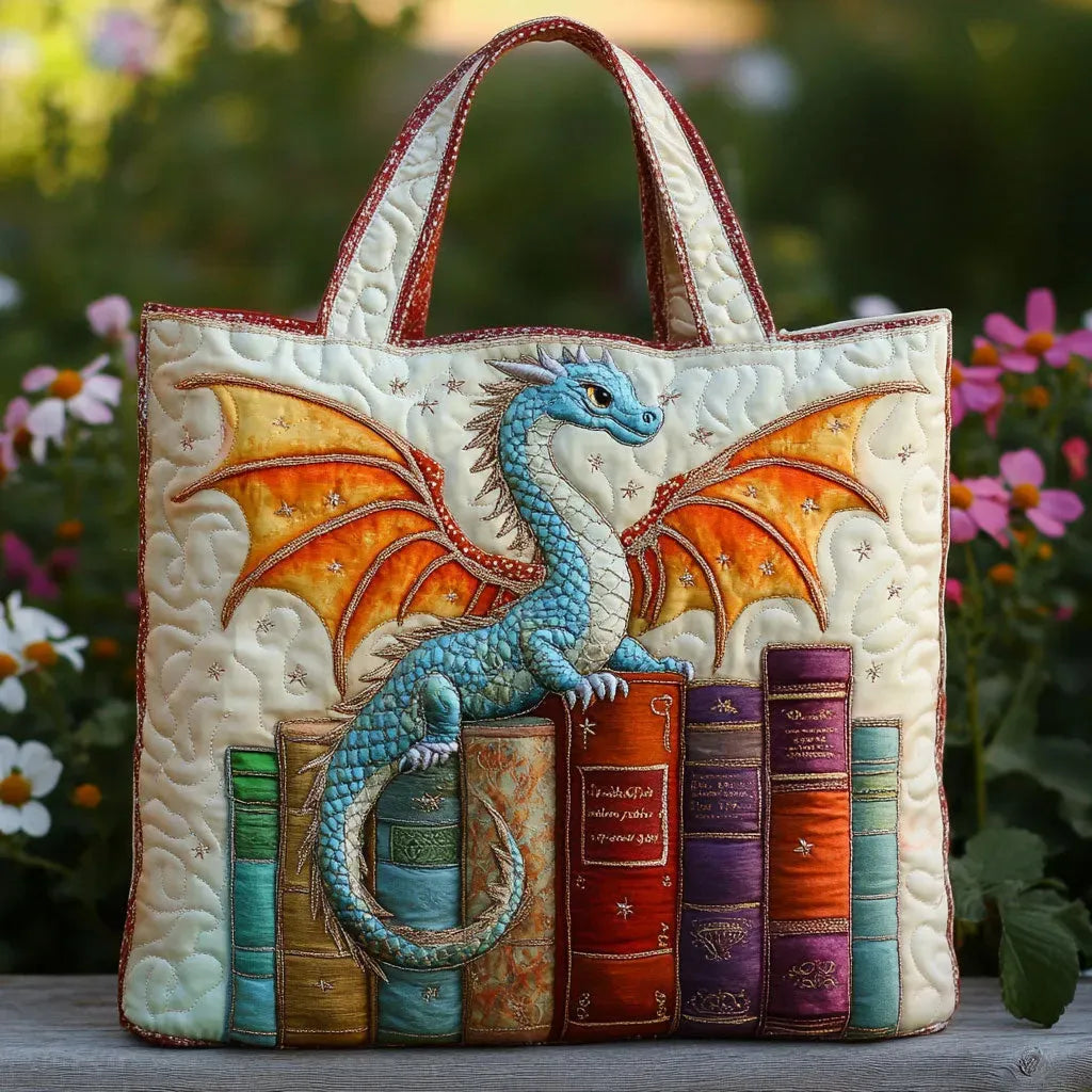 Quilted Tote Bag - Emerald Dragon