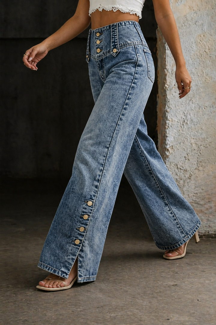 Jolene | High Waist Slit Jeans