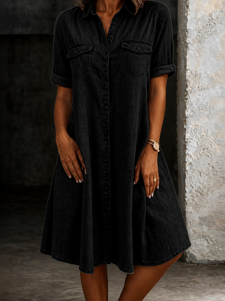 Myra | Casual Denim Style Midi Dress