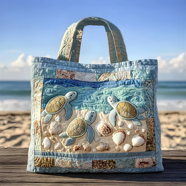 Coastal Sea Turtle Bliss | Handmade Quilted Tote