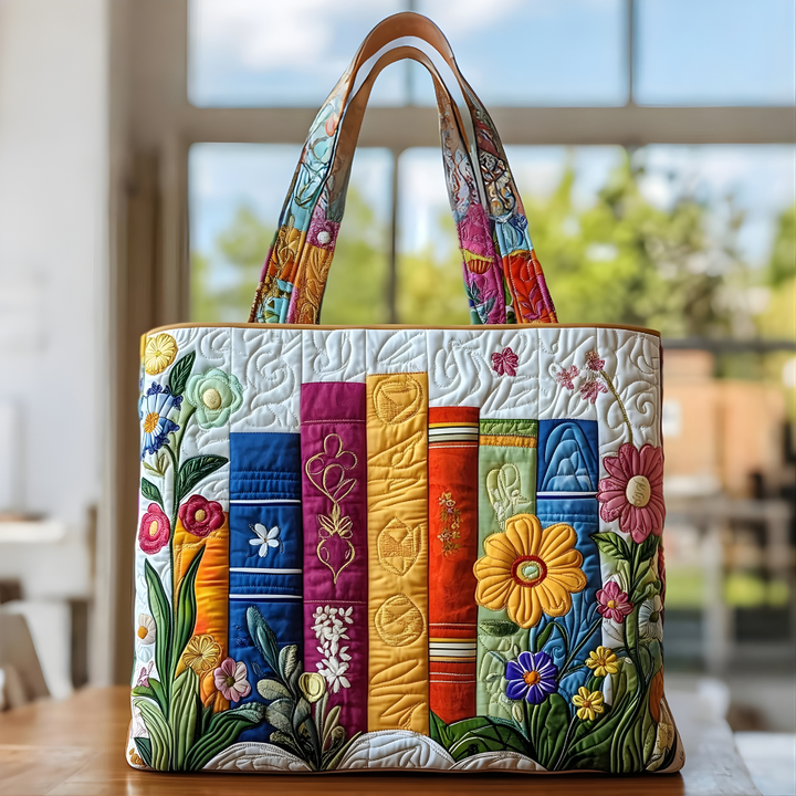 Colorful Garden Book Parade | Handmade Quilted Tote