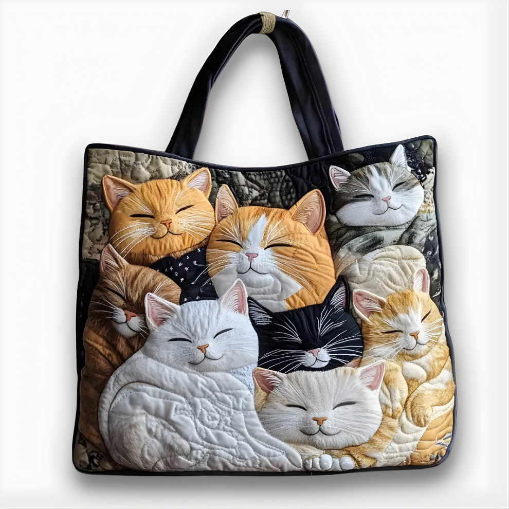 Cozy Sleeping Cats Patchwork | Handmade Quilted Tote