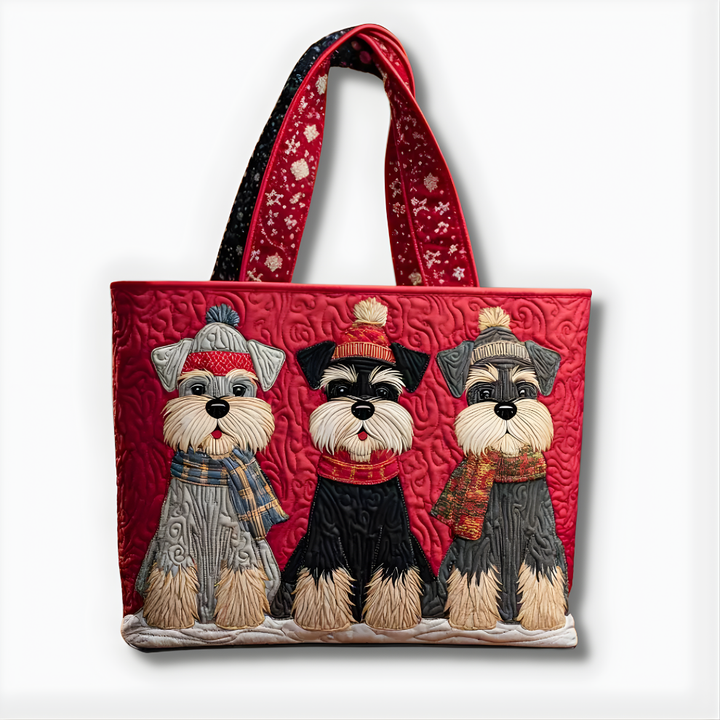 Cozy Winter Schnauzers | Handmade Quilted Tote