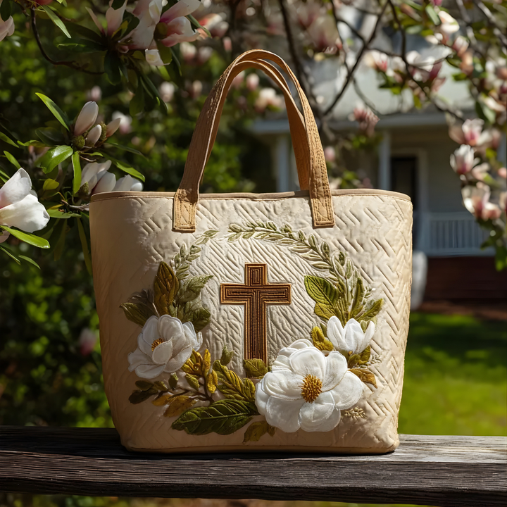Graceful Faith Blossom | Handmade Quilted Tote