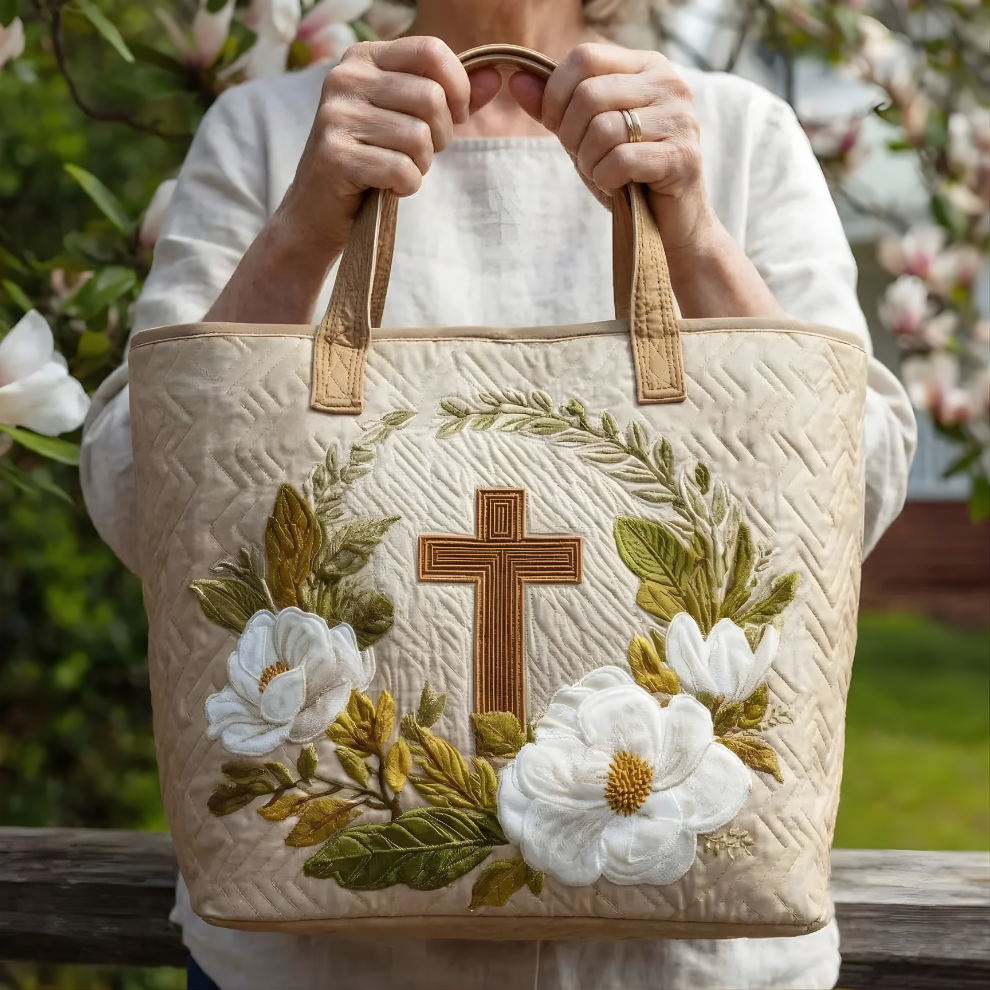 Graceful Faith Blossom | Handmade Quilted Tote