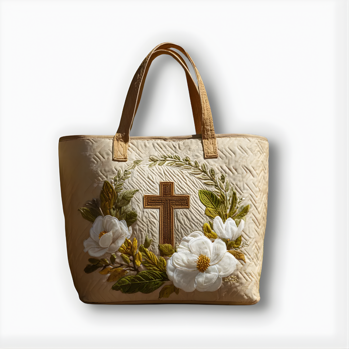 Graceful Faith Blossom | Handmade Quilted Tote