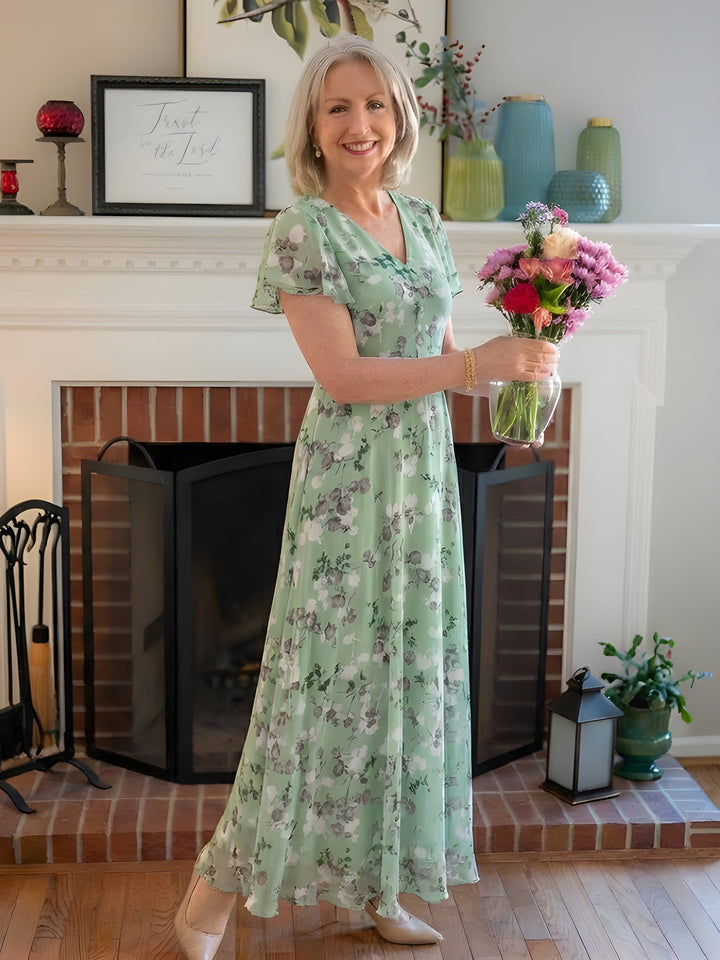 Mariam | Floral Chiffon Maxi Dress
