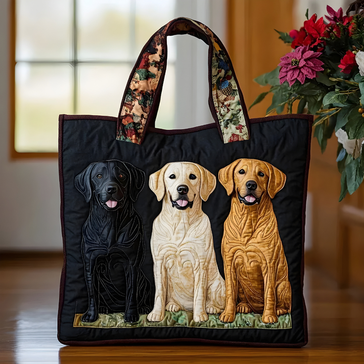 Loyal Labrador Trio | Handmade Quilted Tote