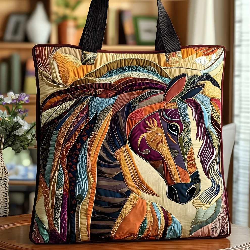 Majestic Patchwork Stallion | Handmade Quilted Tote
