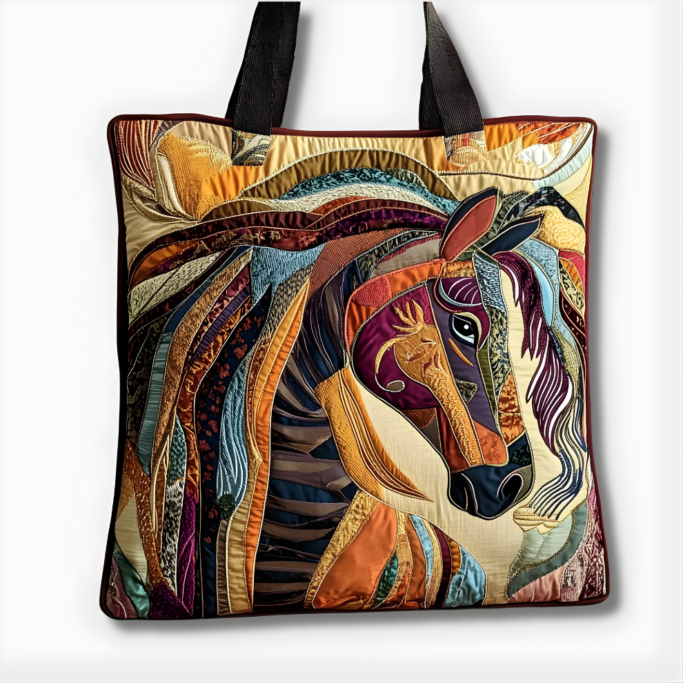 Majestic Patchwork Stallion | Handmade Quilted Tote