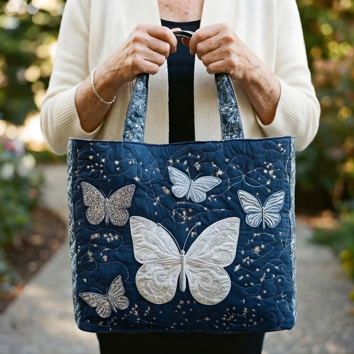 Midnight Butterfly Glow | Handmade Quilted Tote