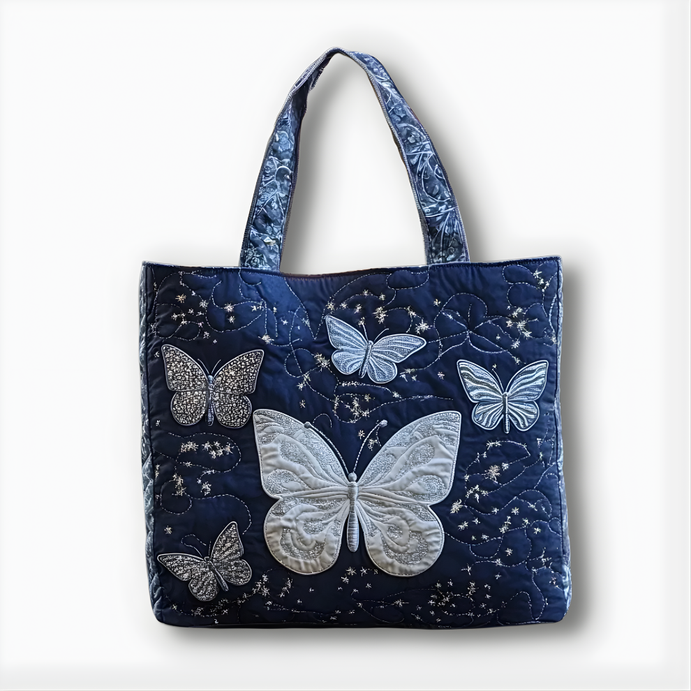 Midnight Butterfly Glow | Handmade Quilted Tote