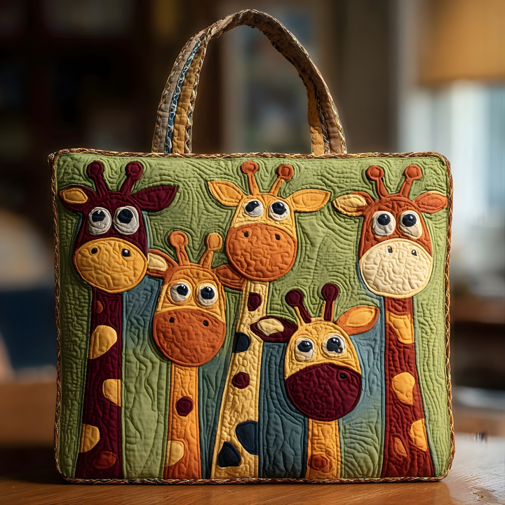 Playful Giraffe Parade | Handmade Quilted Tote