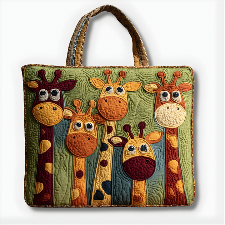 Playful Giraffe Parade | Handmade Quilted Tote