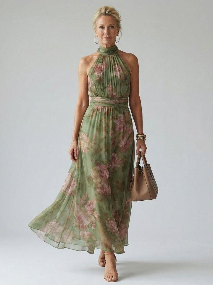 Relle | Gathered Halter Midi Dress
