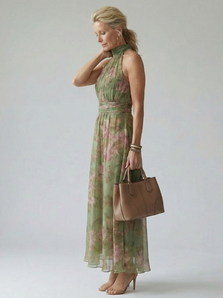 Relle | Gathered Halter Midi Dress