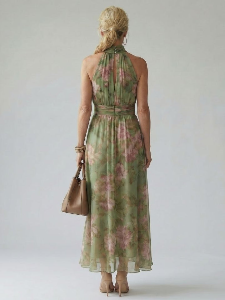 Relle | Gathered Halter Midi Dress