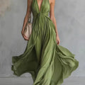LILAC | Purple Maxi Dress Halter Draped Flowy Elegant Evening Style