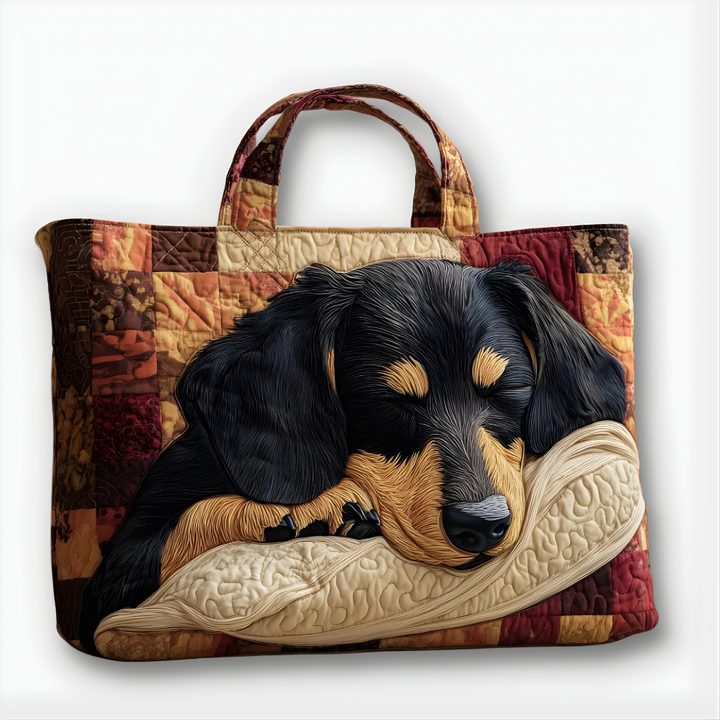 Sleeping Dachshund Dreams | Handmade Quilted Tote