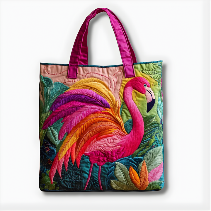 Vibrant Tropical Flamingo | Handmade Quilted Tote