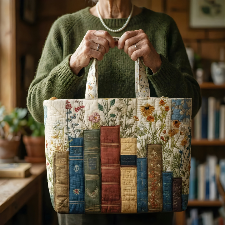 Wildflower Library Haven | Handmade Quilted Tote