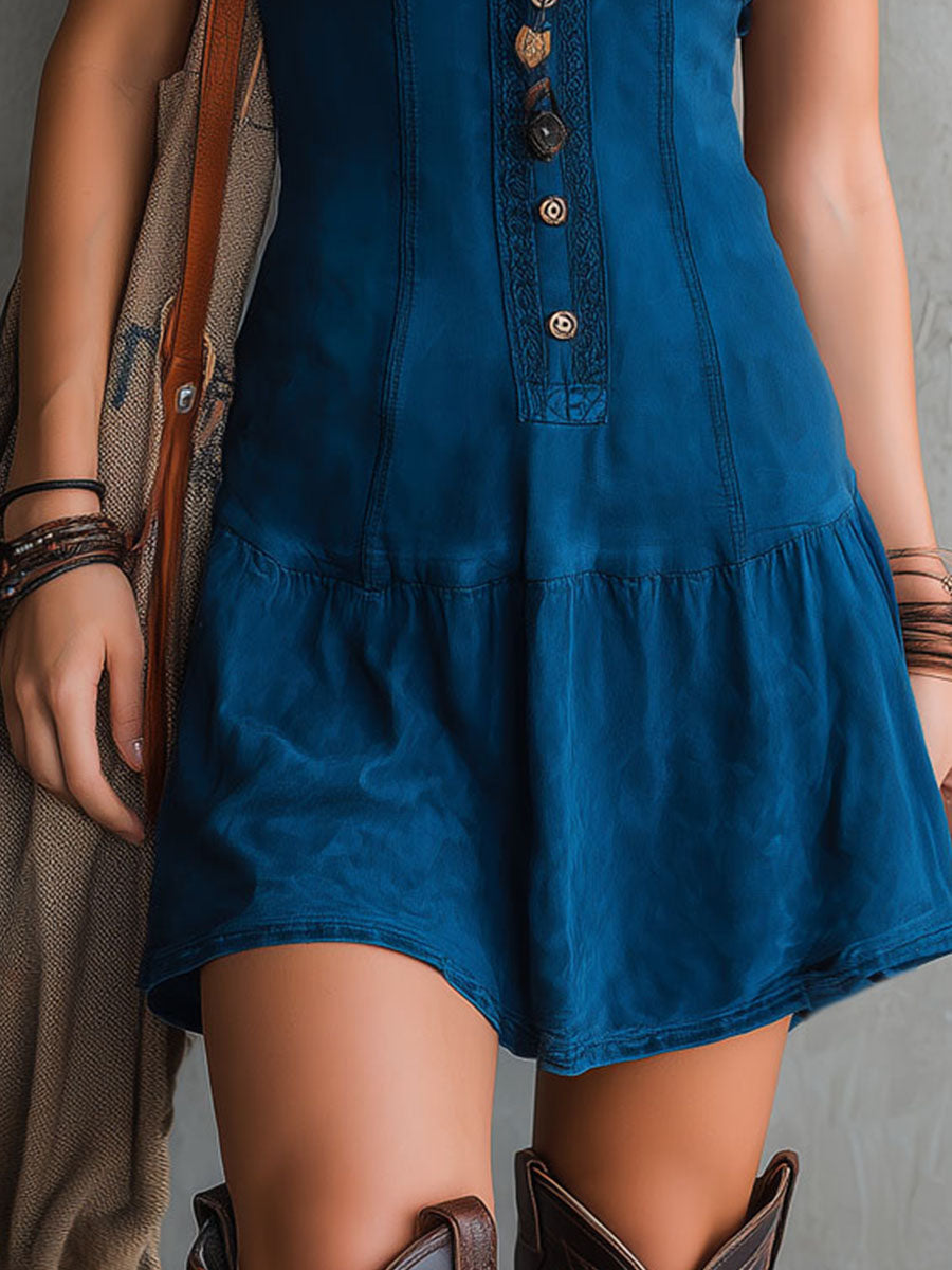 Sleeveless Mini Dress with V-Neck