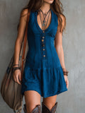 Sleeveless Mini Dress with V-Neck